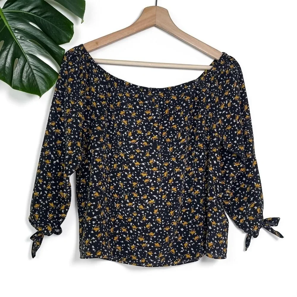 Madewell 100% Silk Off-the-Shoulder Top in Falling Leaves